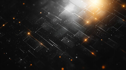 Abstract futuristic design featuring glowing white arrows and light streaks symbolizing speed, direction, and digital flow on a sleek black background. The dynamic composition evokes concepts of techn