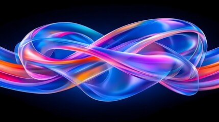 Abstract infinity loop, vibrant colors, dark background, digital art, website header