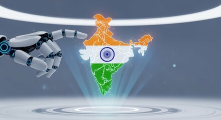 India ai technology robot hand innovation digital transformation future tech