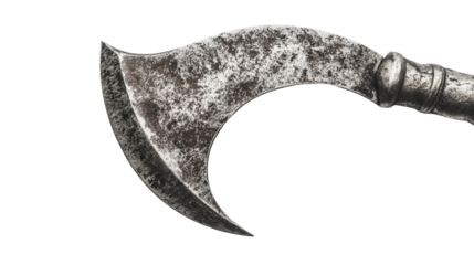 Metal sickle blade with sharp edge Transparent background, PNG