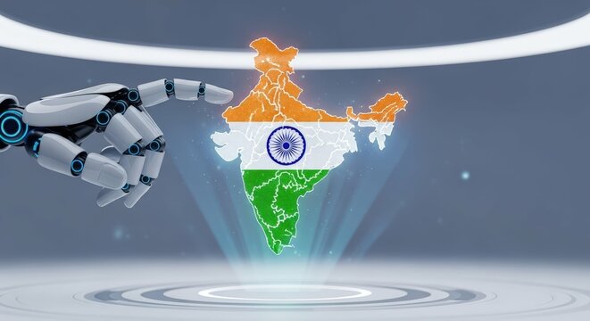 India ai technology robot hand innovation digital transformation future tech