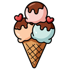 Delicious chocolate ice cream cone, a sweet frozen dessert illustration