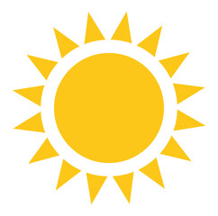 Realistic sun icon for weather design. Sunshine symbol happy orange isolated sun illustration