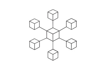 Obraz premium Cube network continuous one line drawing minimalism design