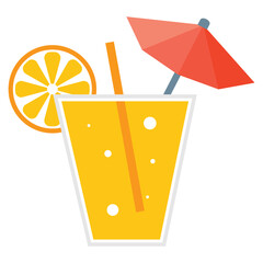 A glass of mojito and lime cocktail. Vector illustration isolated on white background. Fresh summer drink with ice