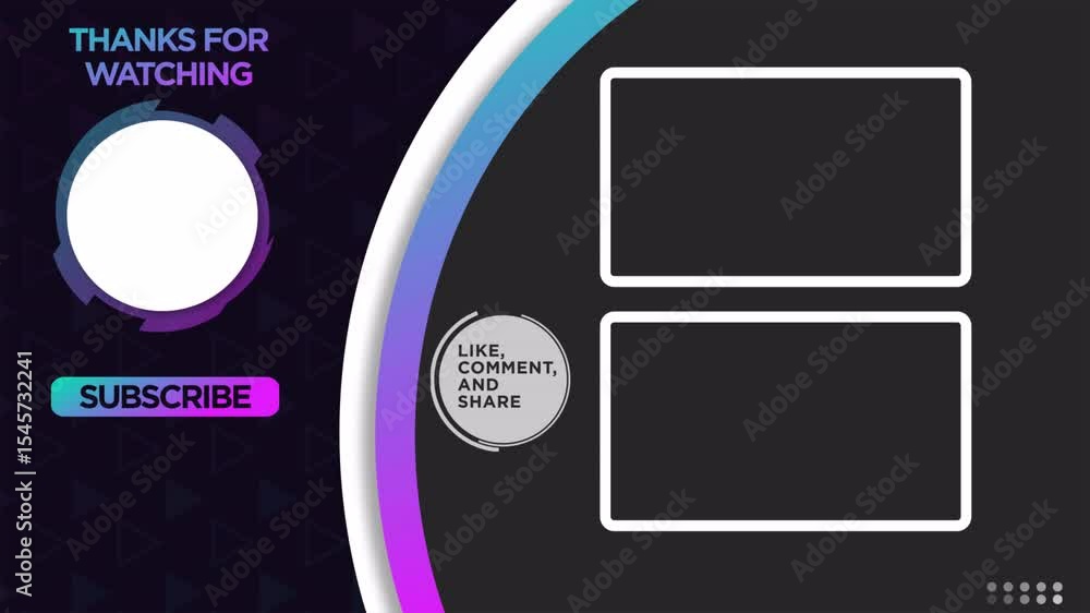 Poster youtube end screen template with subscribe button, previous and next video options