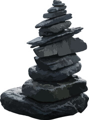 stack of stones on white background