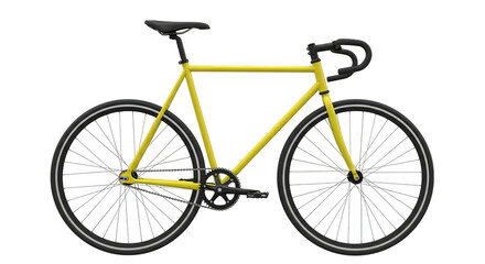 Vibrant yellow single-speed bicycle with black accents ready for a ride, presented on display.