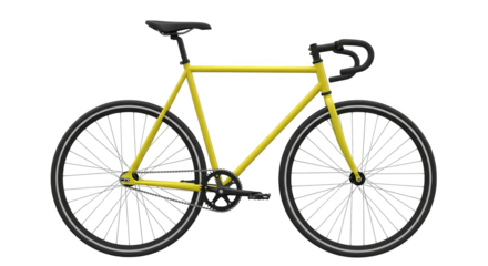 Vibrant yellow single-speed bicycle with black accents ready for a ride, presented on display.