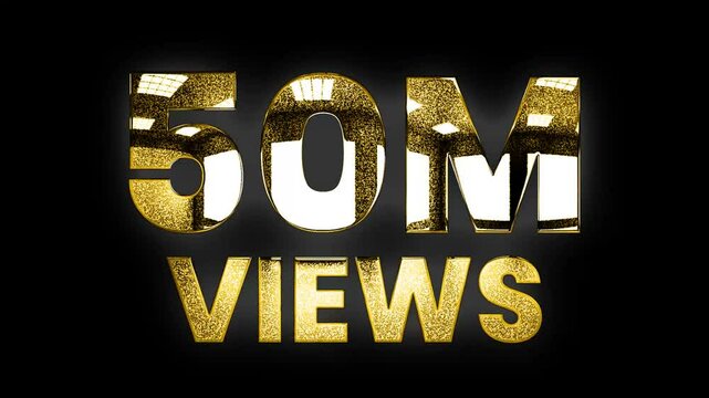 50M views text design with golden glitters shine animation video