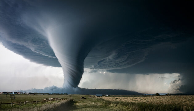 Une &eacute;norme tornade dans un ciel de temp&ecirc;te.