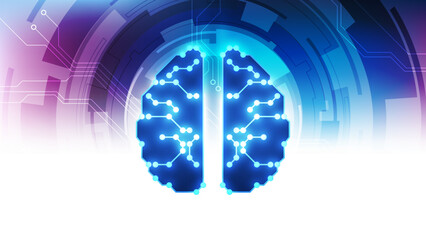Vector Abstract artificial intelligence brain futuristic circuit board, Illustration high digital technology blue color
