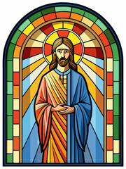 Fototapeta premium Jesus , Stained Glass Style, Full body , window temple sun, stained glass style, full body, window temple, glass, window, stained, church, stained glass, religion, cathedral, art, saint, religious,rea