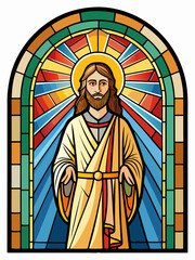 Fototapeta premium Jesus , Stained Glass Style, Full body , window temple sun, stained glass style, full body, window temple, glass, window, stained, church, stained glass, religion, cathedral, art, saint, religious,rea
