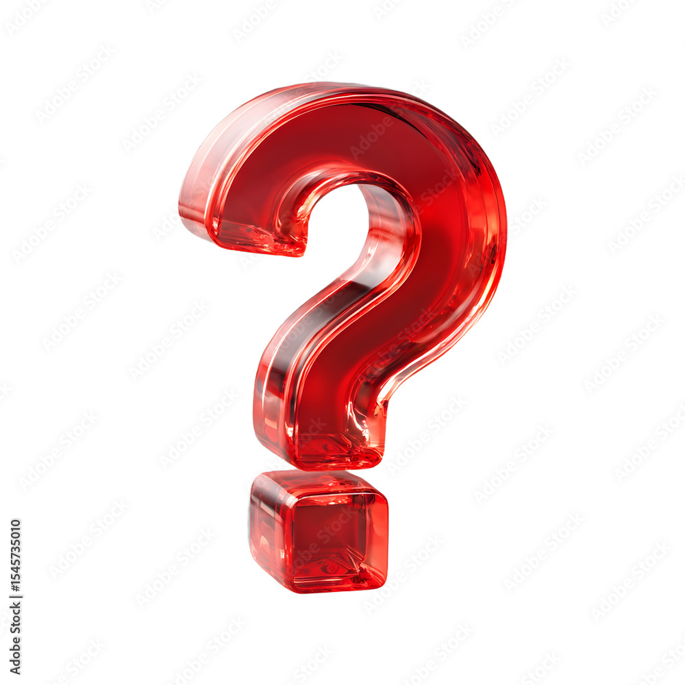 Poster 3D Question Mark Icon FAQ Help Inquiry Support Query Riddle Puzzle isolated on transparent background