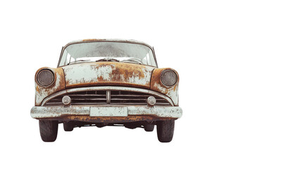 Old rusty abandoned car Transparent background, PNG