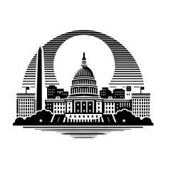 washington d.c., america, usa, cityline, skyline, vector, black and white, wallpaper, image