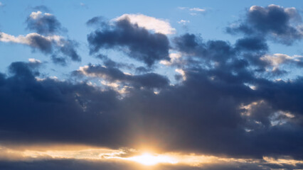 Beautiful sunset sky with amazing colorful clouds