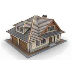3D Render of Isolated Roofing Icon on White Background