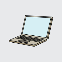 A Laptop cartoon illustration isolated on a light background
