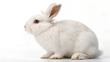 white rabbit on white background  Fluffy White Bunny on Clean White Background
