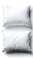 Two Soft White Pillows Isolated on White Background Interior Detail Cozy Rest