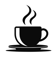 Simple black and white coffee cup icon illustration
