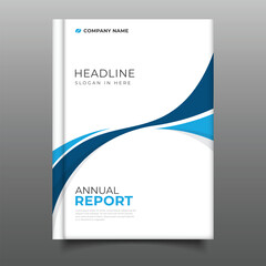 Naklejka premium modern business annual report cover template wavy flyer design decoration