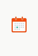Calendar icon in minimalist design with orange and green colors  