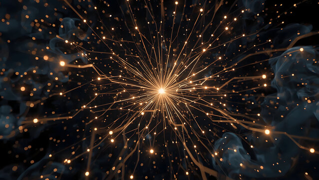 Abstract Network Connections with Glowing Nodes, Digital Connectivity and Big Data Concept, Futuristic Technology and Communication Background