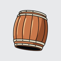 Beer barrel simple isolated cartoon illustration with a light background