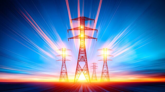 Power lines sunrise energy transmission speed