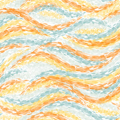 Watercolor colorful brush stroke pattern vector. Abstract curve, sea, ocean, water, wave, stripe, flowing line. Seamless paint design for fabric, scarf, cloth, print, card, paper, wrapping, banner.