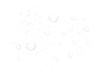 Falling raindrops with mist effects on transparent glass surface, ideal for rainy theme designs.