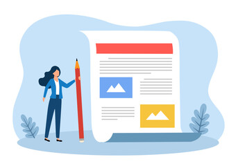 Content writing, writer, journalist, author, and copywriter concept illustration