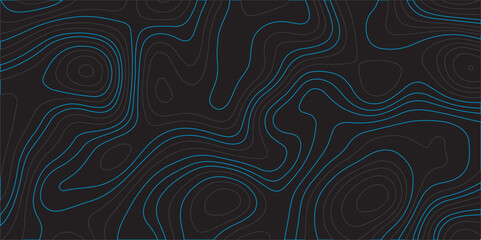 Design a dark abstract background featuring smooth, topographic contour lines in deep blue tones. The lines should flow organically across the black surface, creating a sense of depth and elevation.
