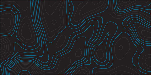 Design a dark abstract background featuring smooth, topographic contour lines in deep blue tones. The lines should flow organically across the black surface, creating a sense of depth and elevation.