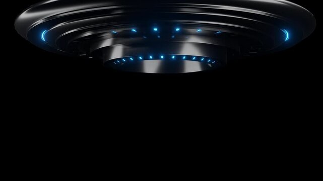 Flying saucer rotate animation. Realistic UFO rotate animation on transparent background. Full HD. 4K