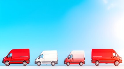 Delivery vans convoy sunny sky logistics transport