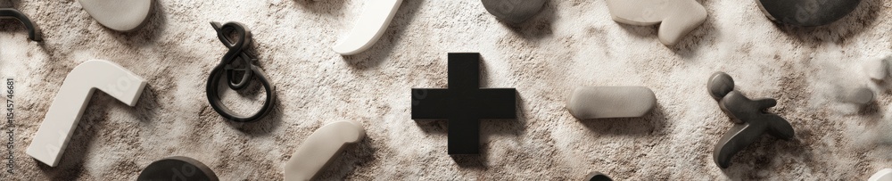 Poster abstract healthcare icons over textured surface representing retirement insurance and secure coverag