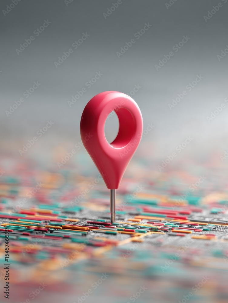 Aufkleber detailed street map with red location pin highlighting polling place for civic engagement and modern