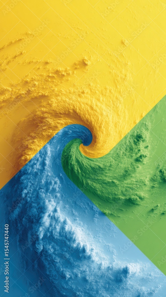 Poster Vibrant Hurricane Path Weather Radar Display with Geo Mapping and Intensity Tracking in Bold Triadic Palette for Advanced Meteorological Forecasting