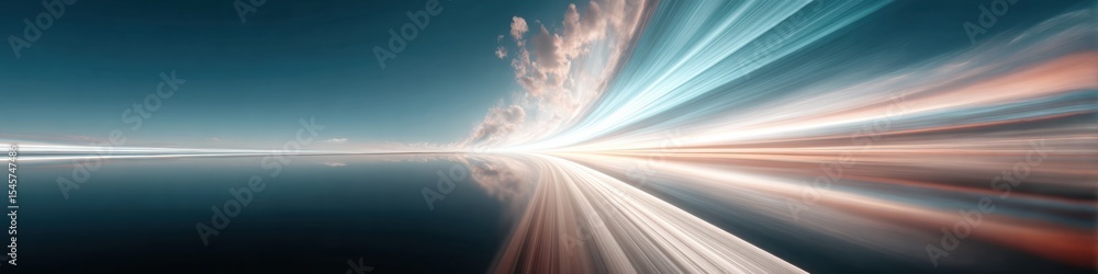 Leinwandbilder high bandwidth digital data stream flowing across dark surface with abstract network lines for fast 