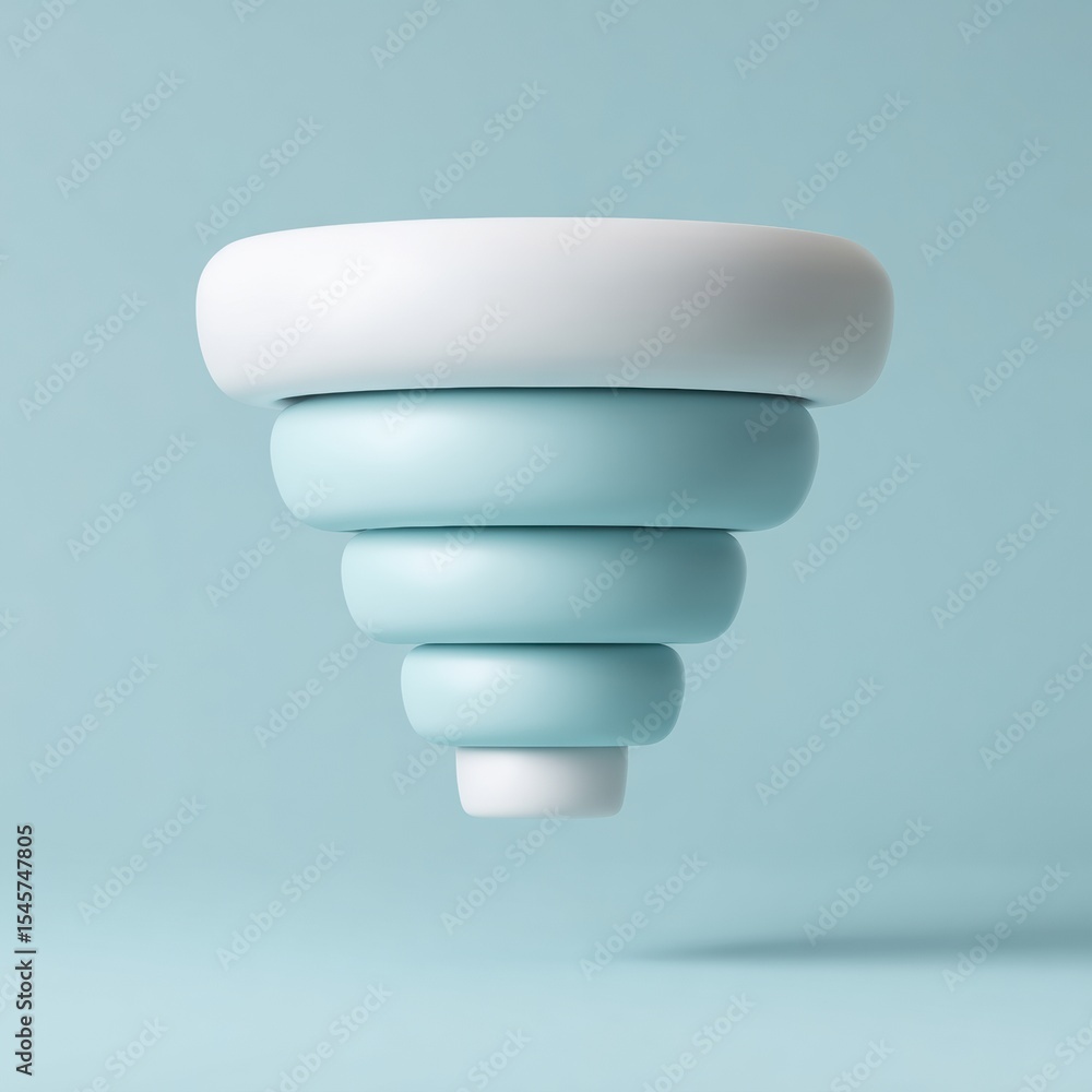 Poster minimalist funnel icon with smooth gradient segments and dynamic circles for modern marketing and ta