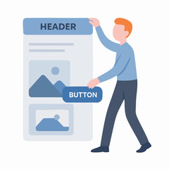 Modern Flat Style Man Designing Mobile App Interface Design Illustration