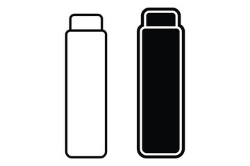 Water Bottle art silhouette vector with line art on white background