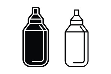 Water Bottle art silhouette vector with line art on white background
