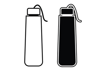 Water Bottle art silhouette vector with line art on white background