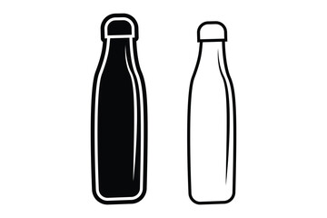 Water Bottle art silhouette vector with line art on white background