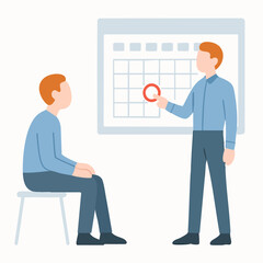 Flat Style Detailed Man Presenting Calendar Planning Schedule Appointment Illustration